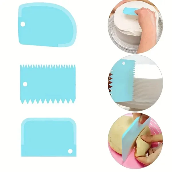 my-11134207-7ras8-mc1wyr309oztb2.webp 3pcs Plastic Scraper Set Cake Smoothing Tools for Perfect Frosting Kitchen Cooking Utensil