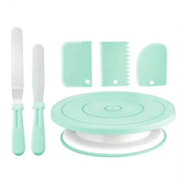 my-11134207-7rasf-m9y86atjbqia47.webp 6 Piece Cake Decorating Set Turntable Scrapers Spatulas