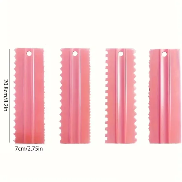 my-11134207-820la-mjdnaw39kzyf11.webp 4PCS Cake Scraper Smoother Set Food Grade Plastic Icing Spatula for Fondant Baking Decorating Tools