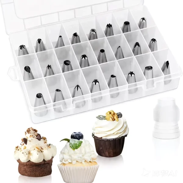 26pcs Pastry Piping Nozzles Baking Set  Cake Decorating with Unique Patterns for Cupcakes   Pastries