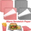50PCS Checkboard Food Grade Wax Paper Food Wrapping Paper Fried Food Anti Oil Pad Paper Baking Paper