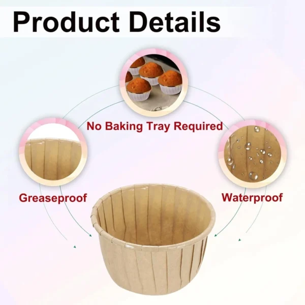 50PCS Cupcake Cup with Cover Greaseproof Cupcake Liners Natural Colour Muffin Baking Cups for Party