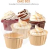 50PCS Cupcake Cup with Cover Greaseproof Cupcake Liners Natural Colour Muffin Baking Cups for Party