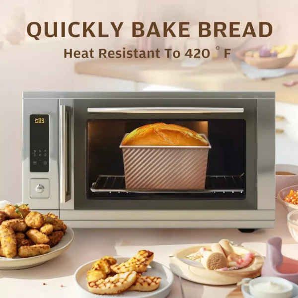 Loaf Pan with Lid  1lb Dough Capacity Non Stick Bakeware for Baking Bread  Carbon Steel Corrugated Bread Toast Box Mold